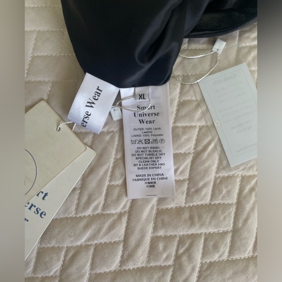 Genuine lambskin Leather Pants High Waist Straight Leg Black size 10 - XL - Picture 5 of 6